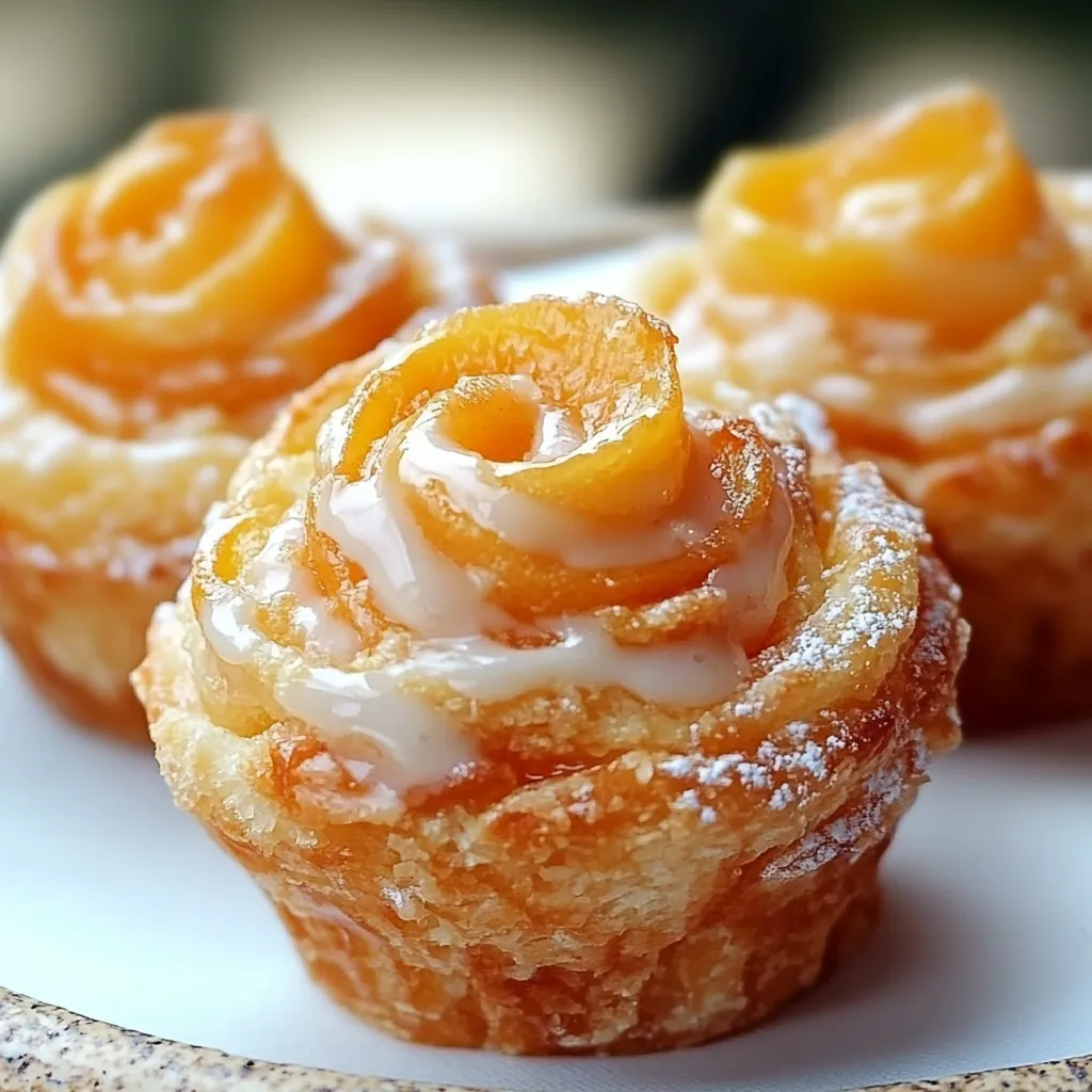 Two pastries with a swirl of cream and orange drizzle.