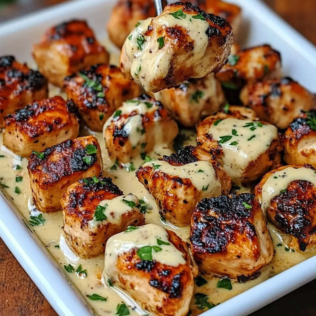 Grilled Chicken Bites with Creamy Garlic Sauce