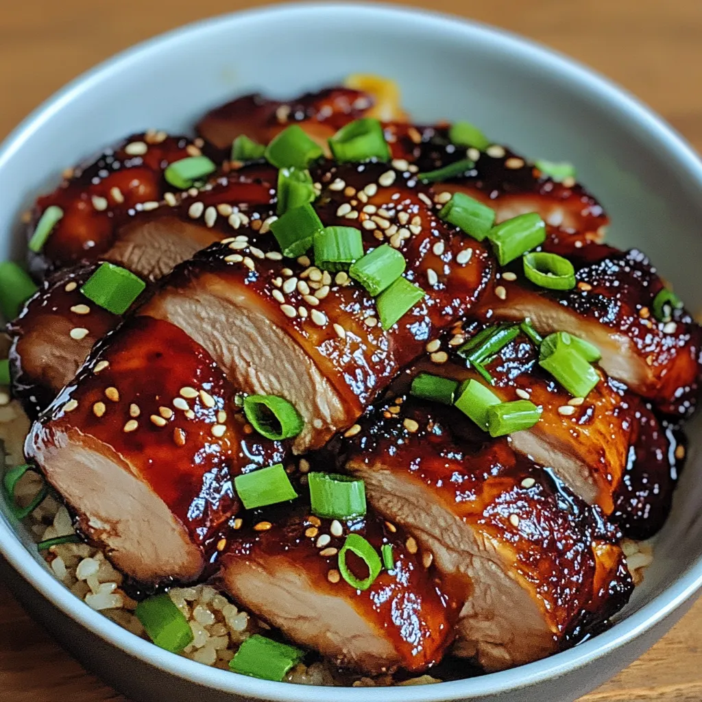 A bowl of Char Siu Chicken with rice.