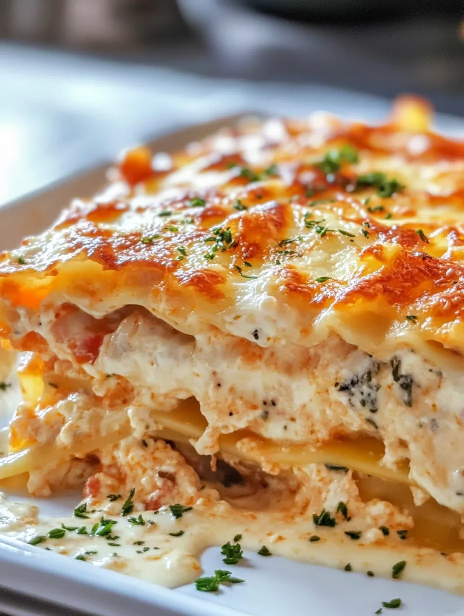 A close up of a seafood lasagna.