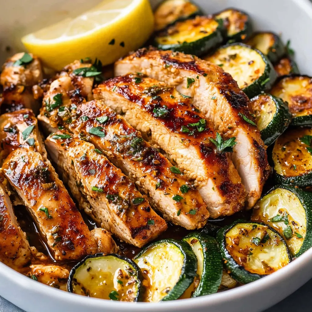 Asado Chicken Breast with Sauteed Lemon Zucchini