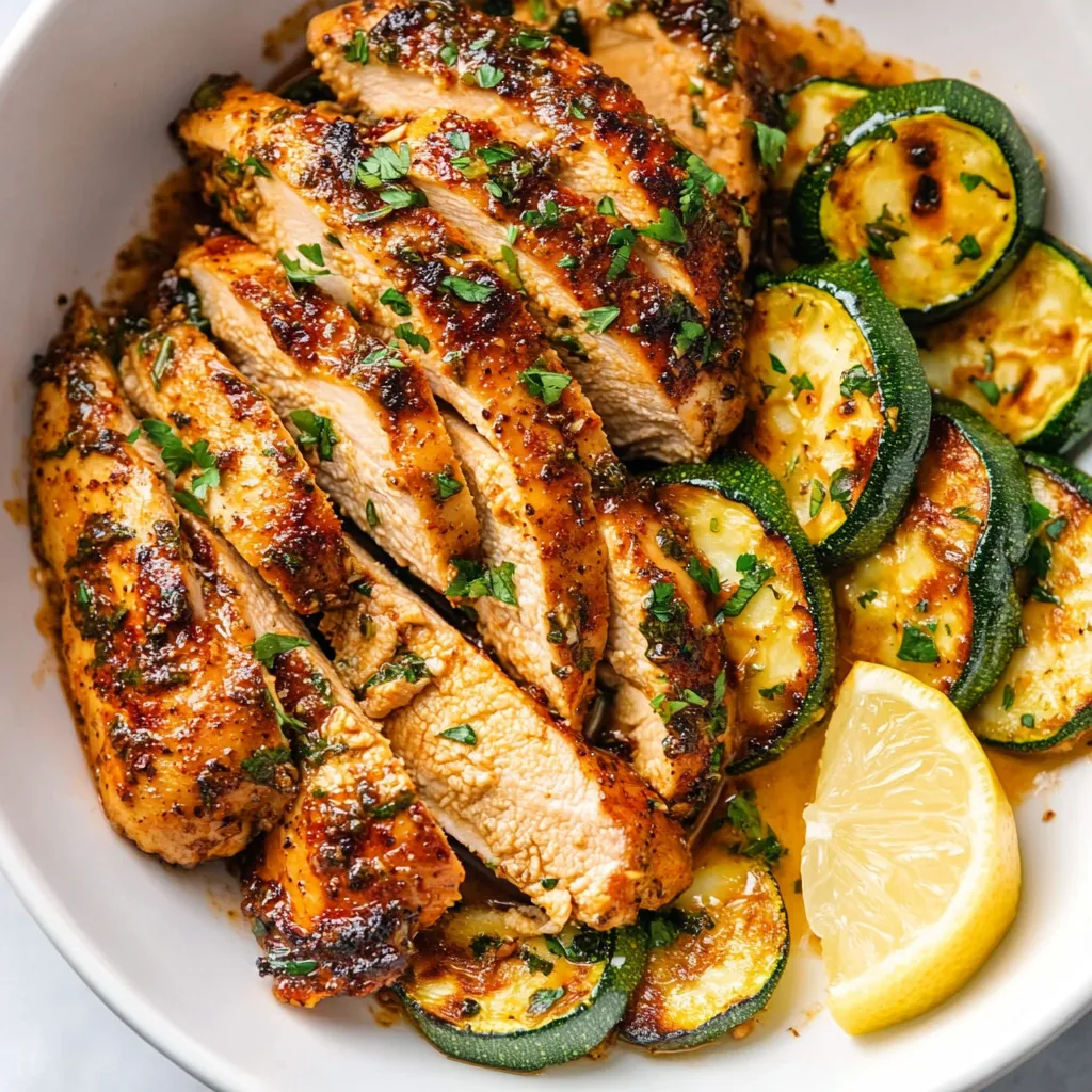 Asado Chicken Breast with Sauteed Lemon Zucchini
