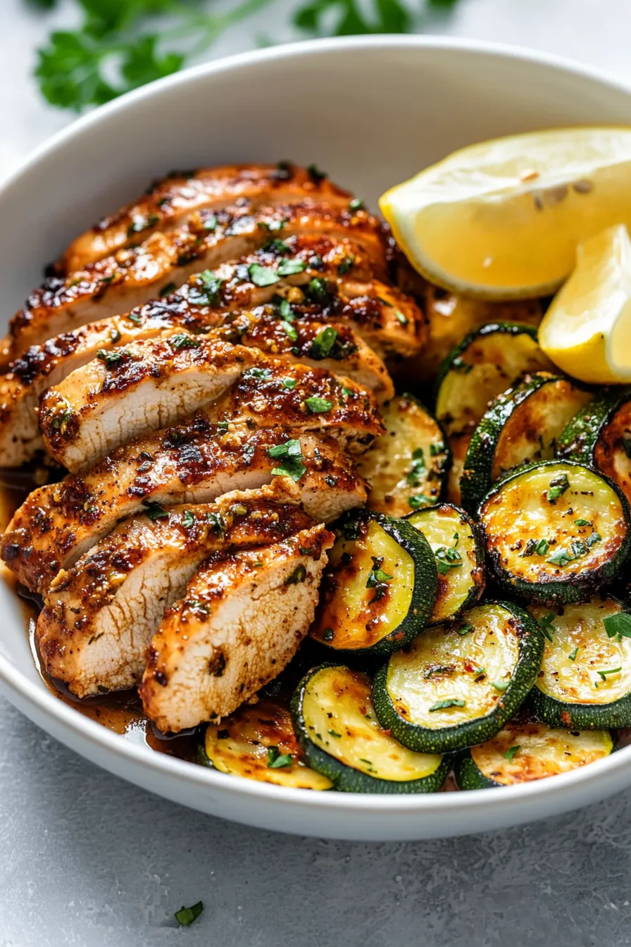 Asado Chicken Breast with Sauteed Lemon Zucchini
