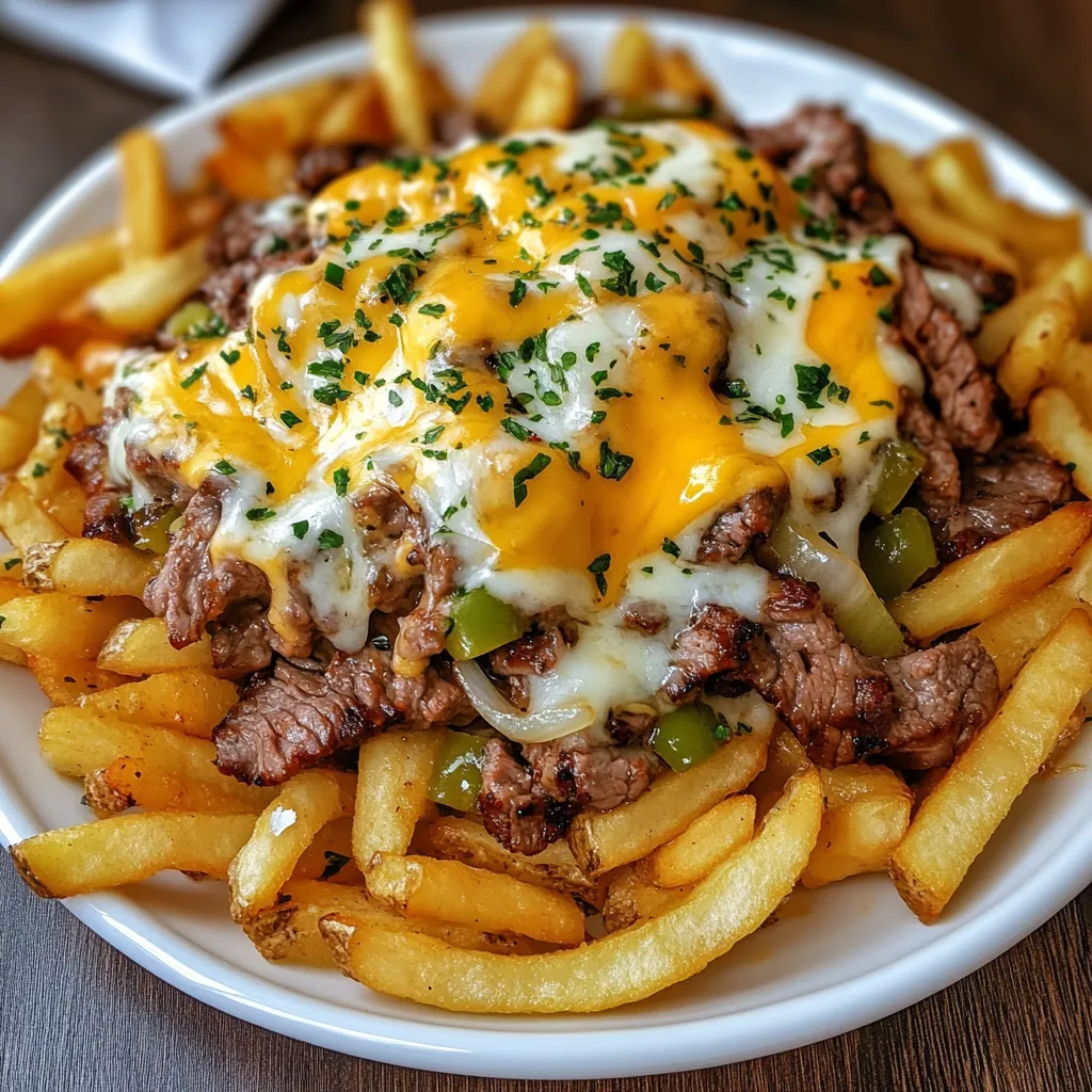 A plate of Philly Steak Cheese Fries.