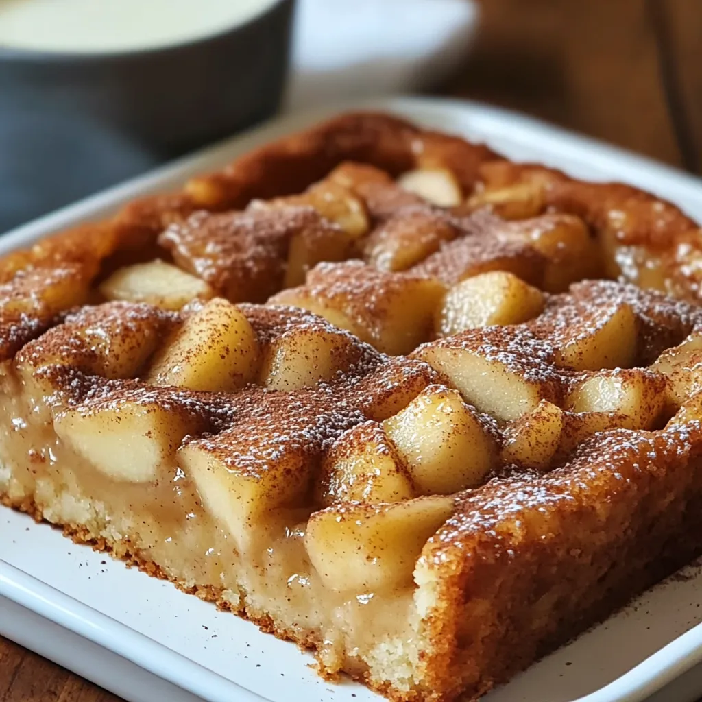 A slice of cinnamon apple cake.