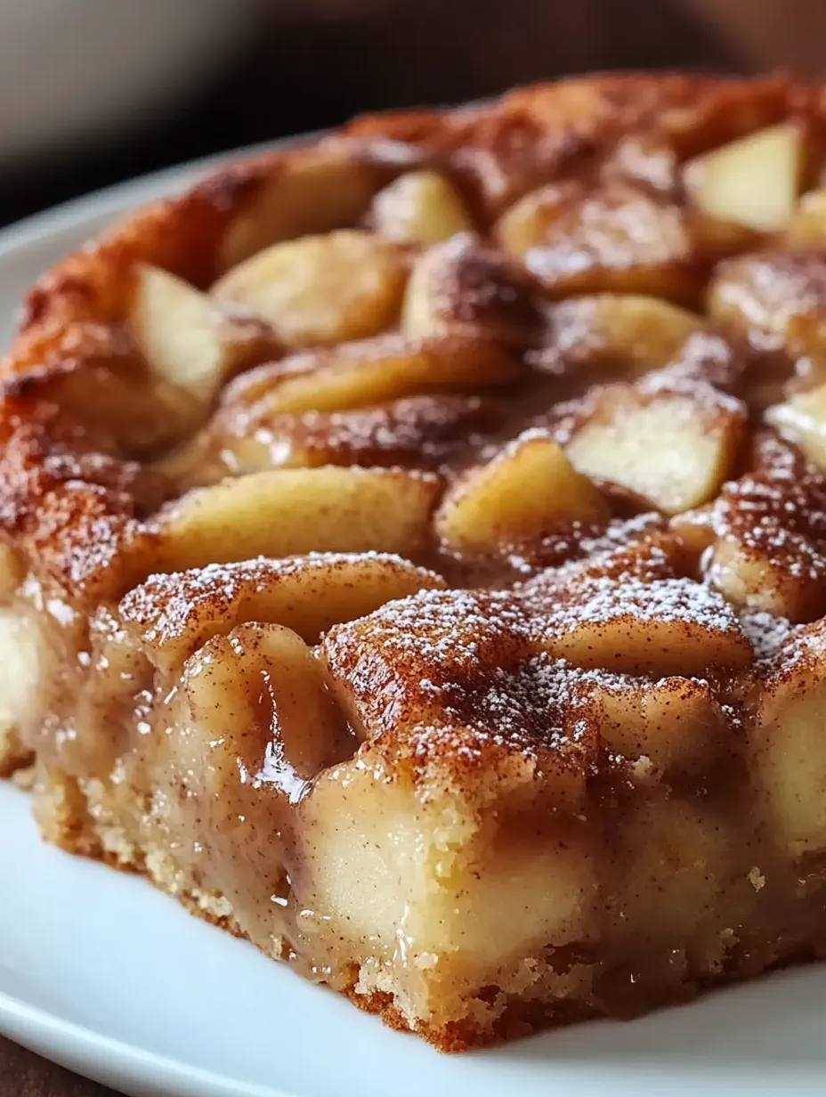 A slice of cinnamon apple cake.