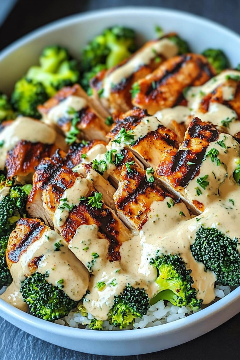 A plate of chicken with broccoli and sauce.