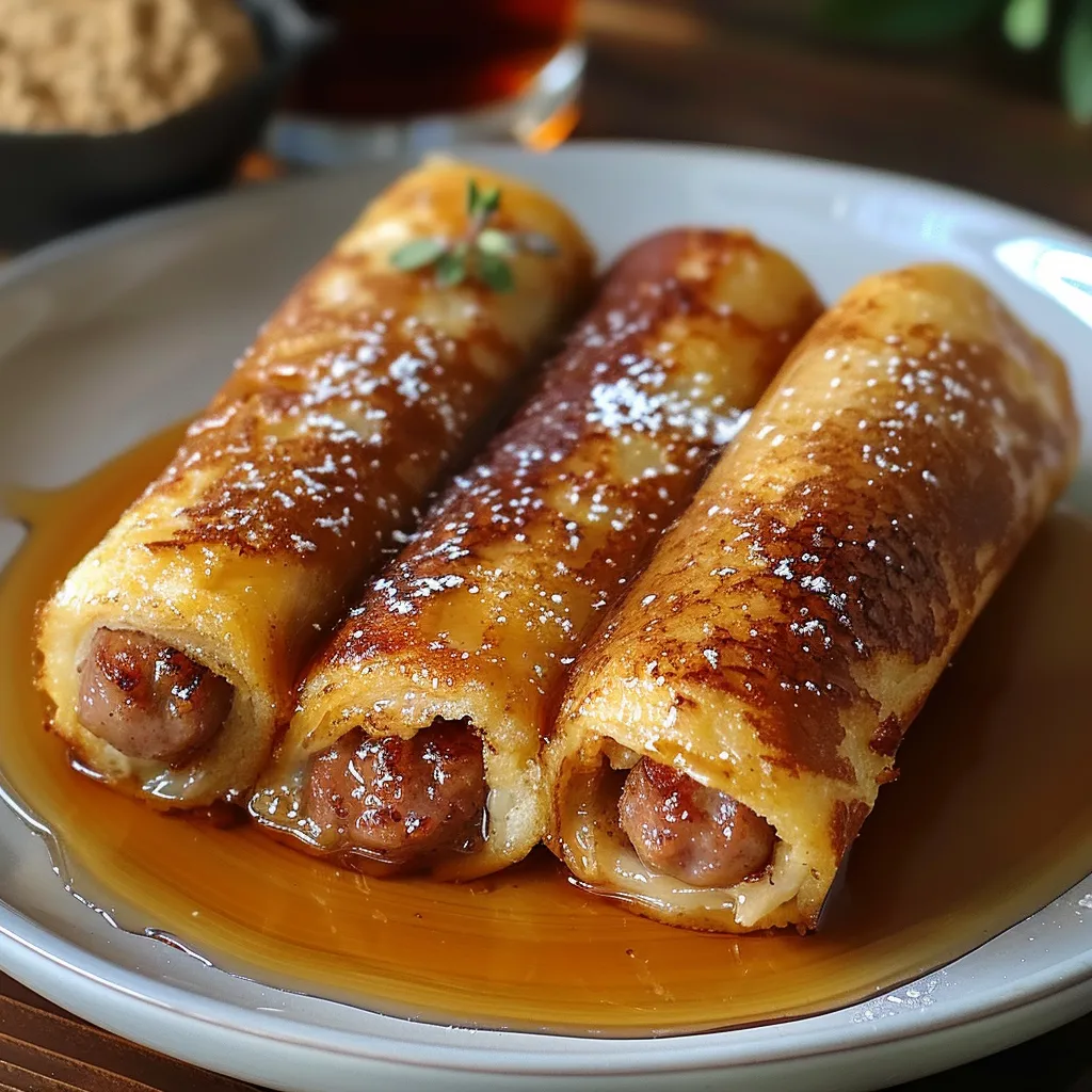 A plate of food with a sausage roll and a drink.
