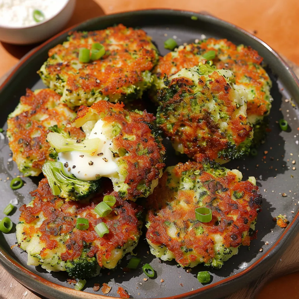 A plate of broccoli cakes.