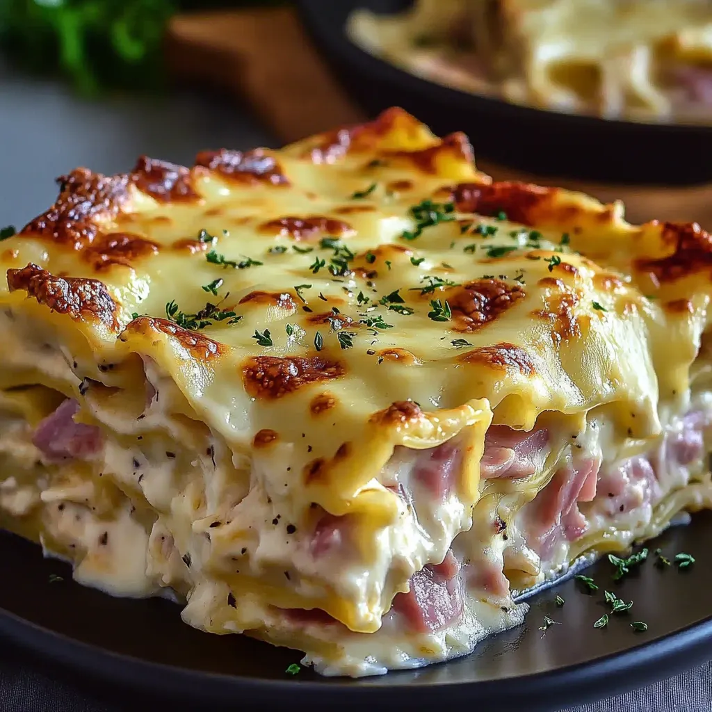 Casserole full of ham and cheese goodness.