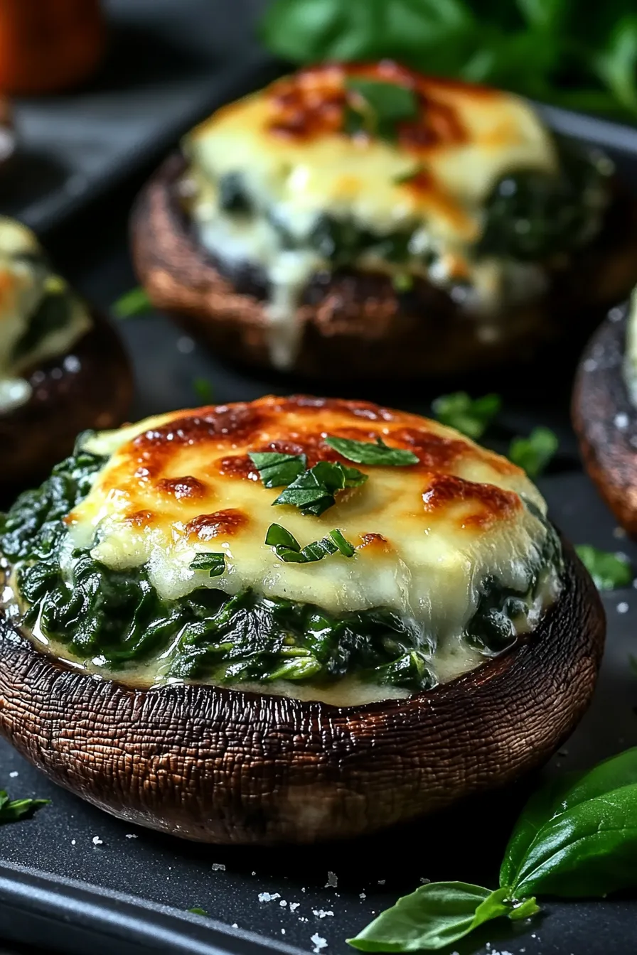 Spinach and Cheese Stuffed Portobello Mushroom