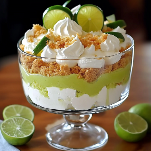 A glass bowl filled with a dessert made with lime.