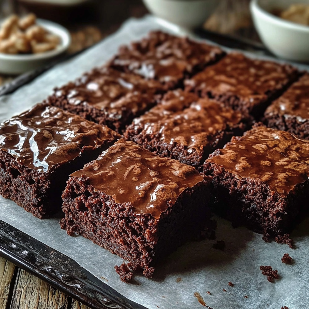 Brownies on a tray.
