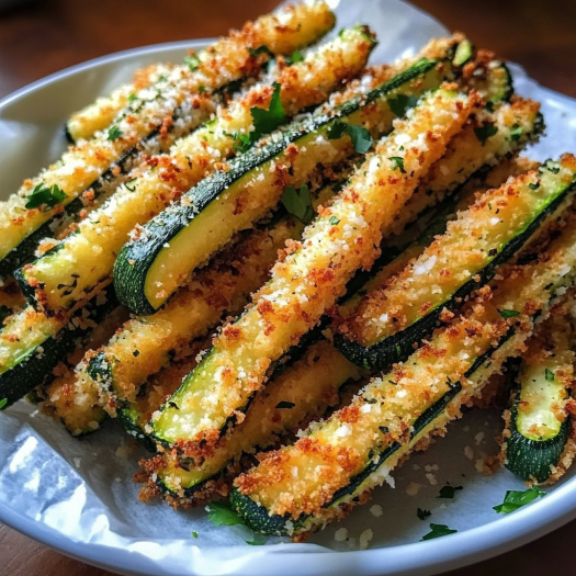 A plate of crispy Parmesan garlic zucchini fries.