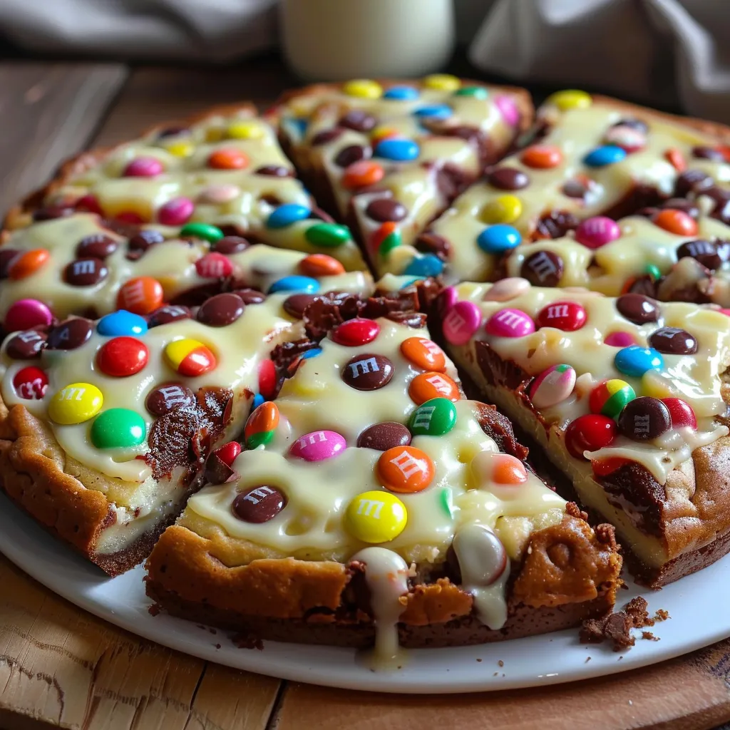 A slice of pizza with M&M's on it.