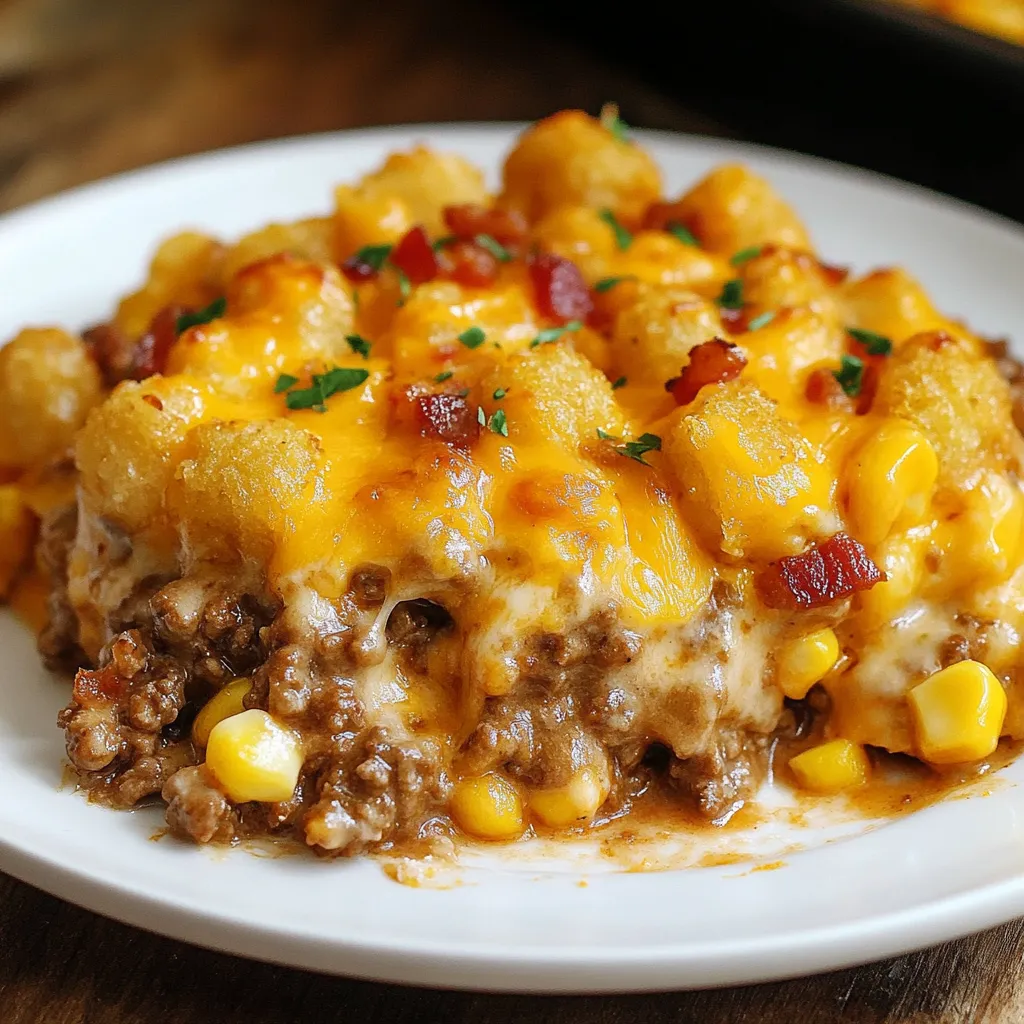 A plate of food with cheese and bacon.