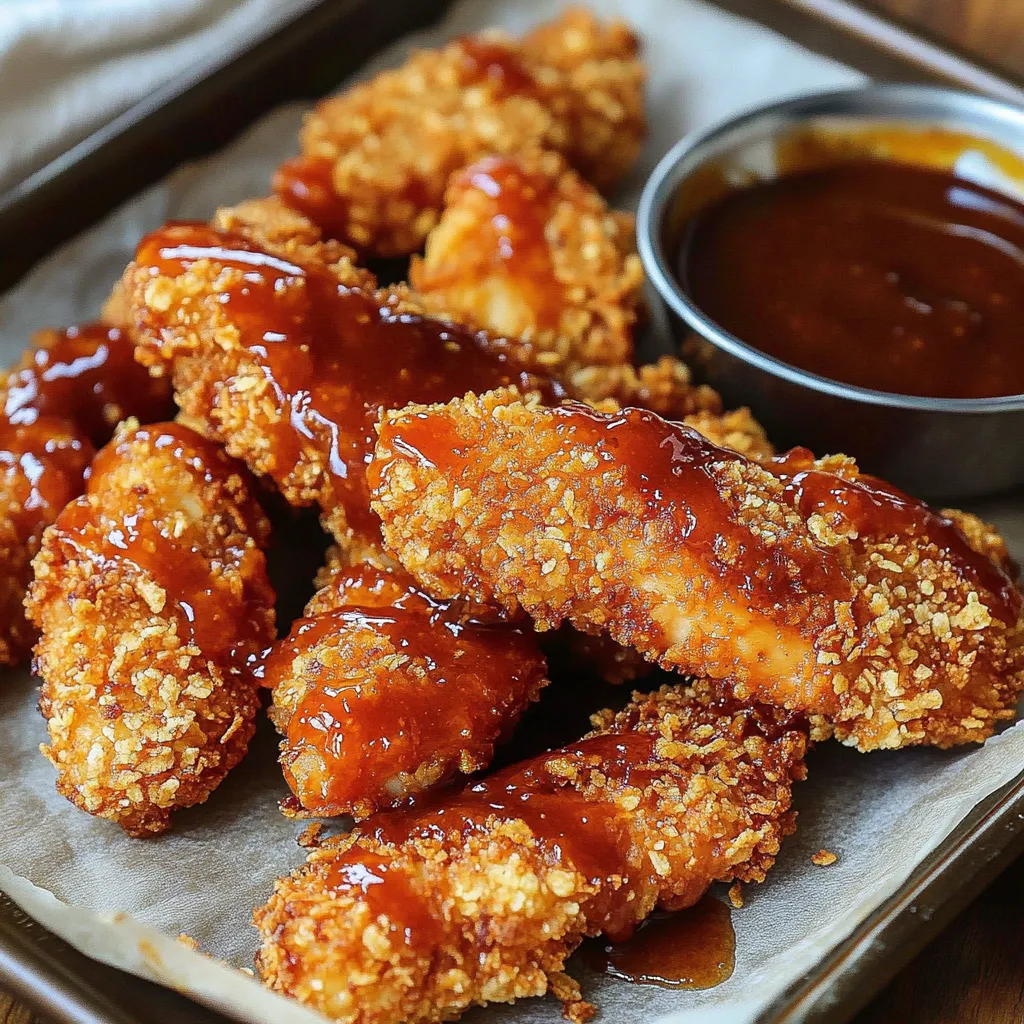 A plate of baked chicken with honey BBQ sauce.