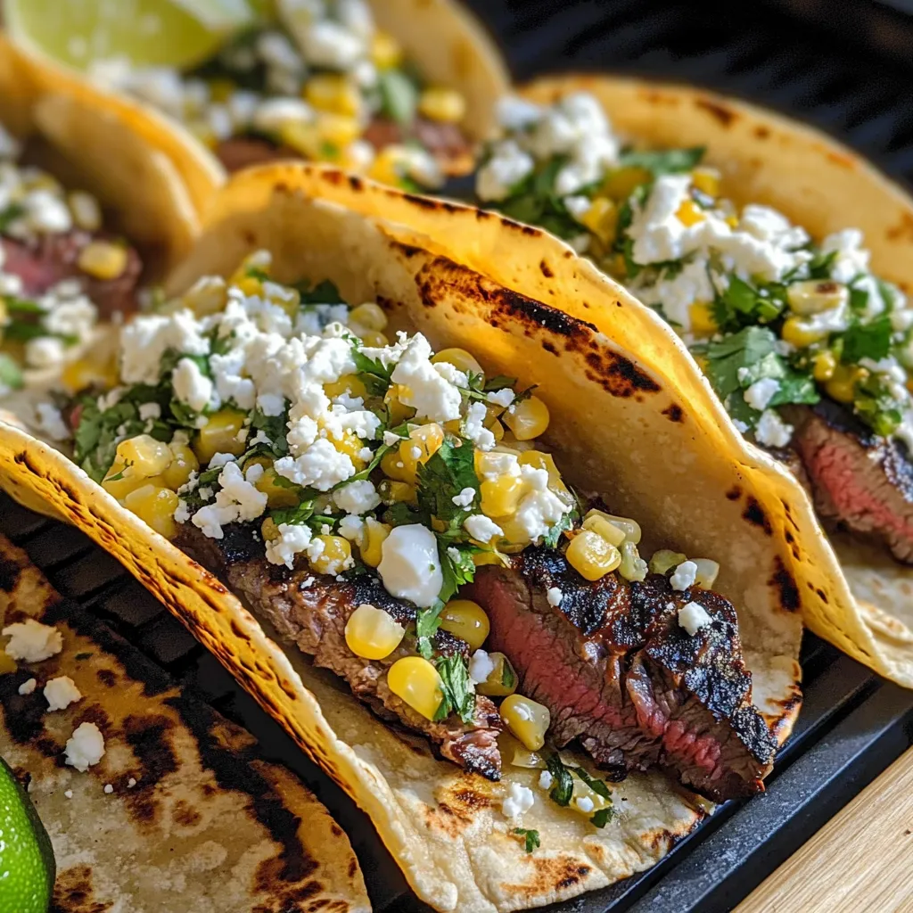 Grilled Elote Steak Tacos.