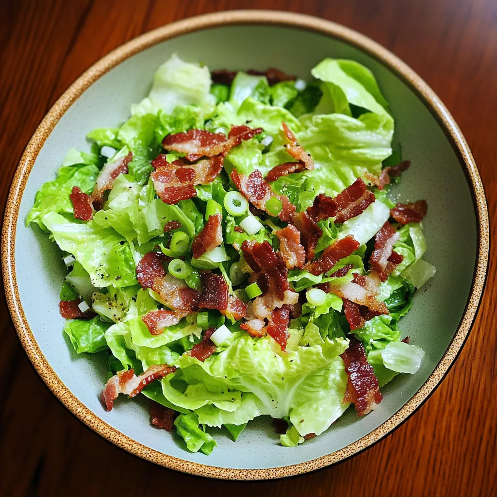 A salad with bacon and lettuce.