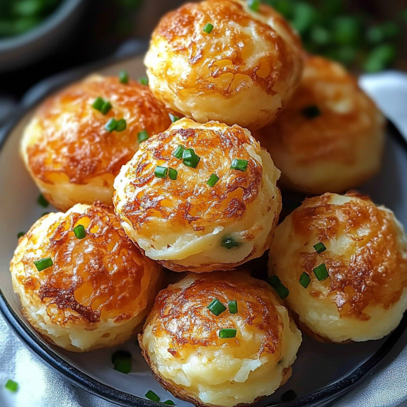 A plate of mashed potato cheese puffs.