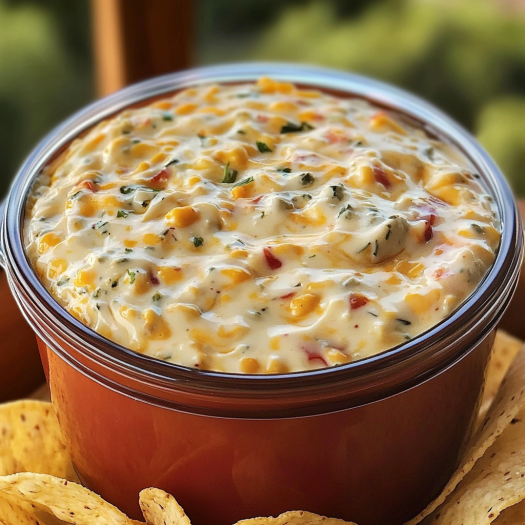 A bowl of boat dip with chips.