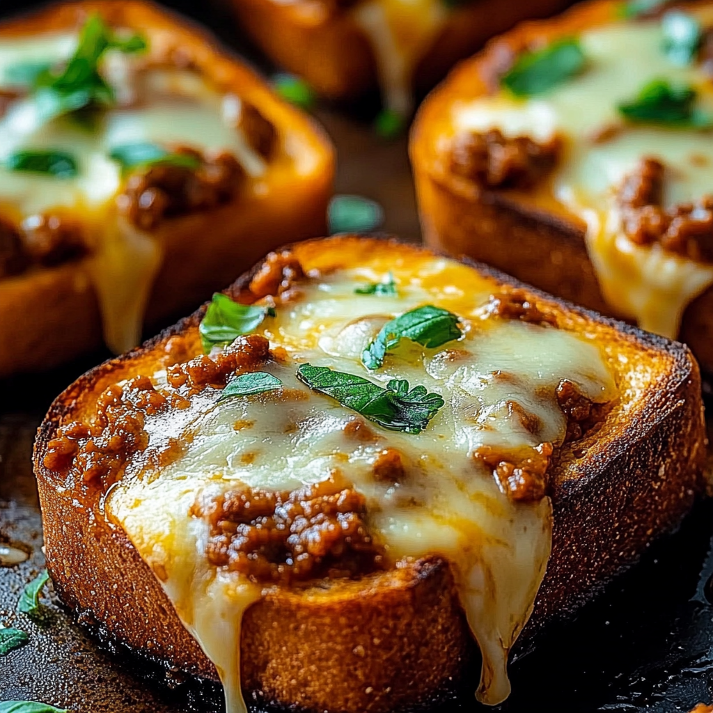 A close up of a delicious meat and cheese sandwich on a toasted bun.