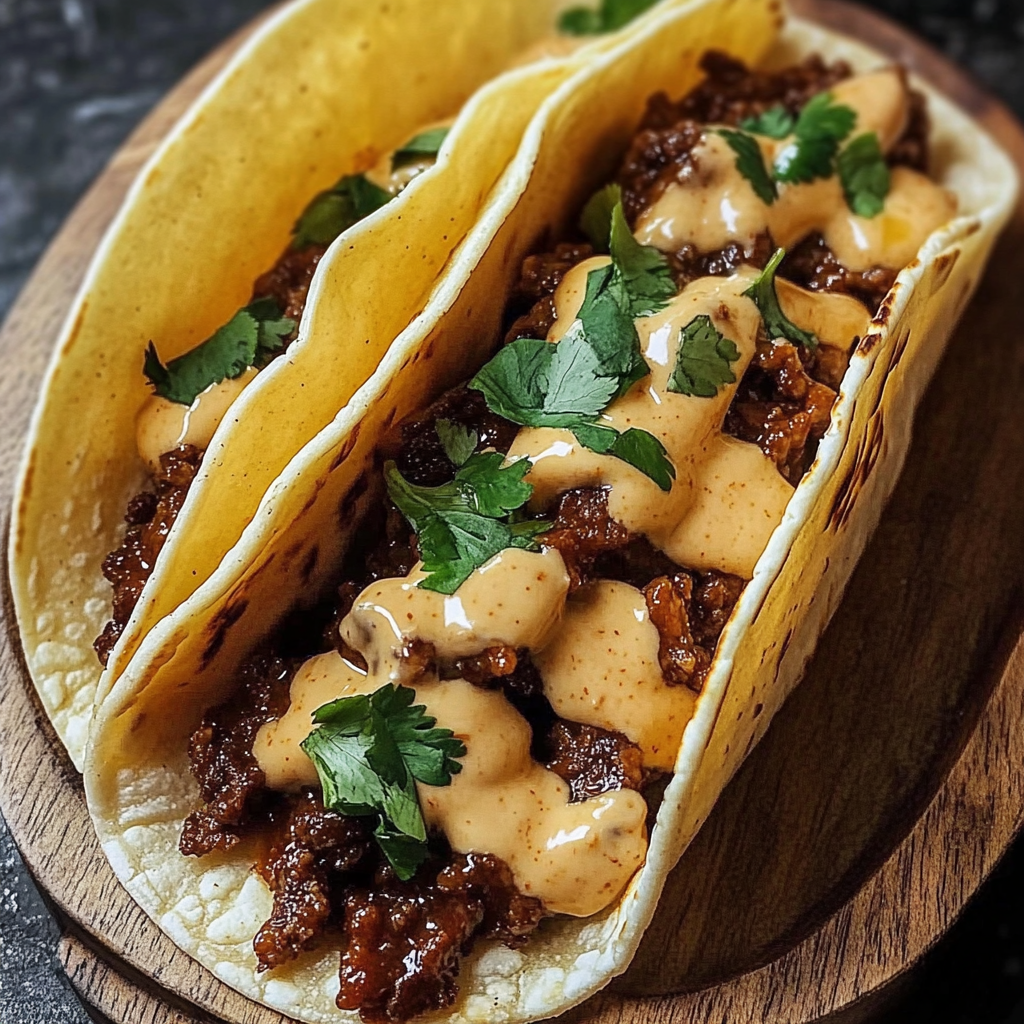 A delicious meal of beef and cheese tacos with a side of salsa.