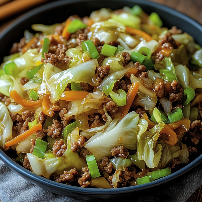 A wooden table holds a bowl filled with a hearty stir fry of beef and veggies, including broccoli and carrots.