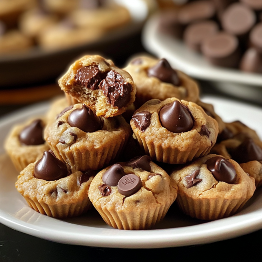 A plate of Reese's Peanut Butter Chocolate Chip Cookie Bites.