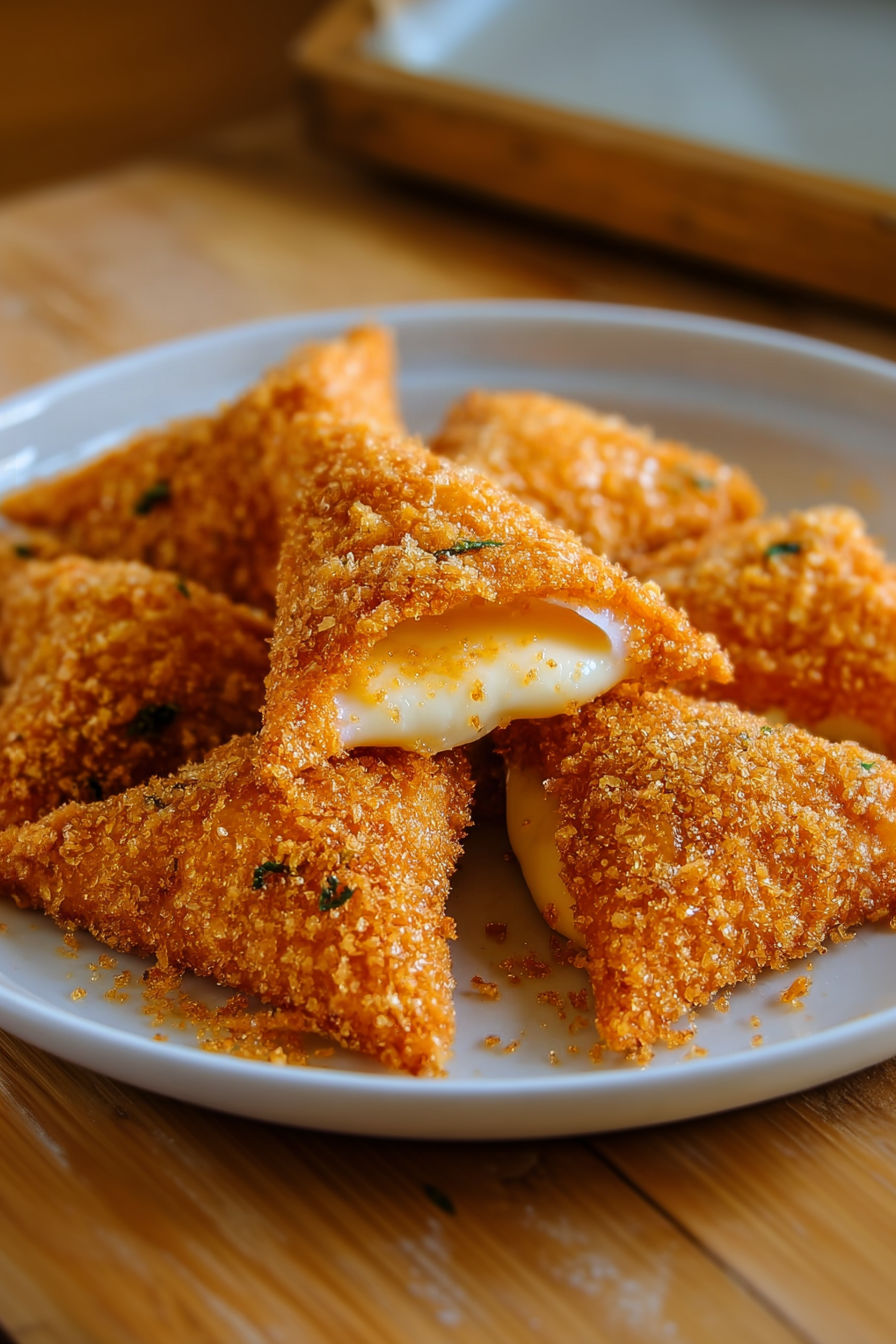 A plate of delicious Fried Cheese Stuffed Doritos Recipe.