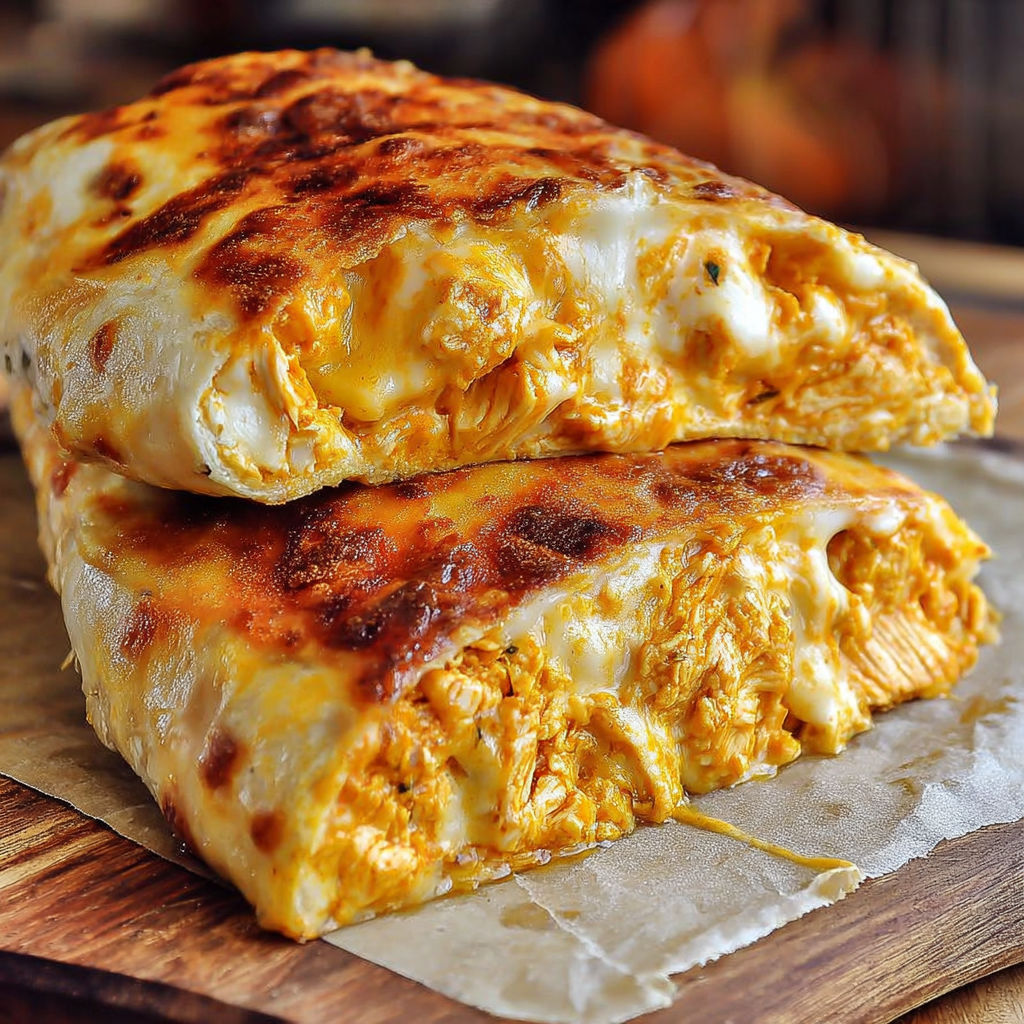 A delicious looking cheese and chicken sandwich is served on a wooden table.