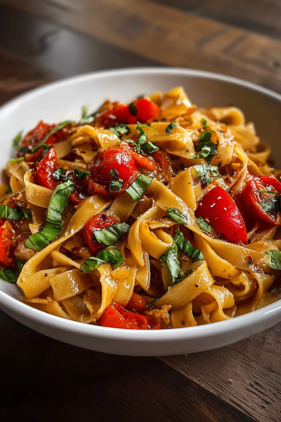 Fiery Italian Drunken Noodles: Rich Pasta Bowl