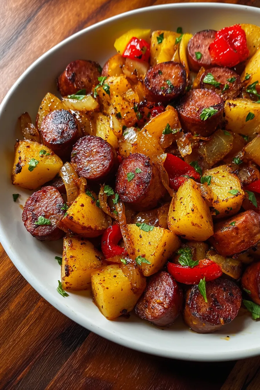 WOULD YOU EAT THIS SMOKED SAUSAGE AND POTATOES SKILLET