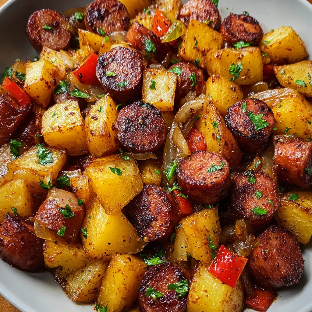 WOULD YOU EAT THIS SMOKED SAUSAGE AND POTATOES SKILLET