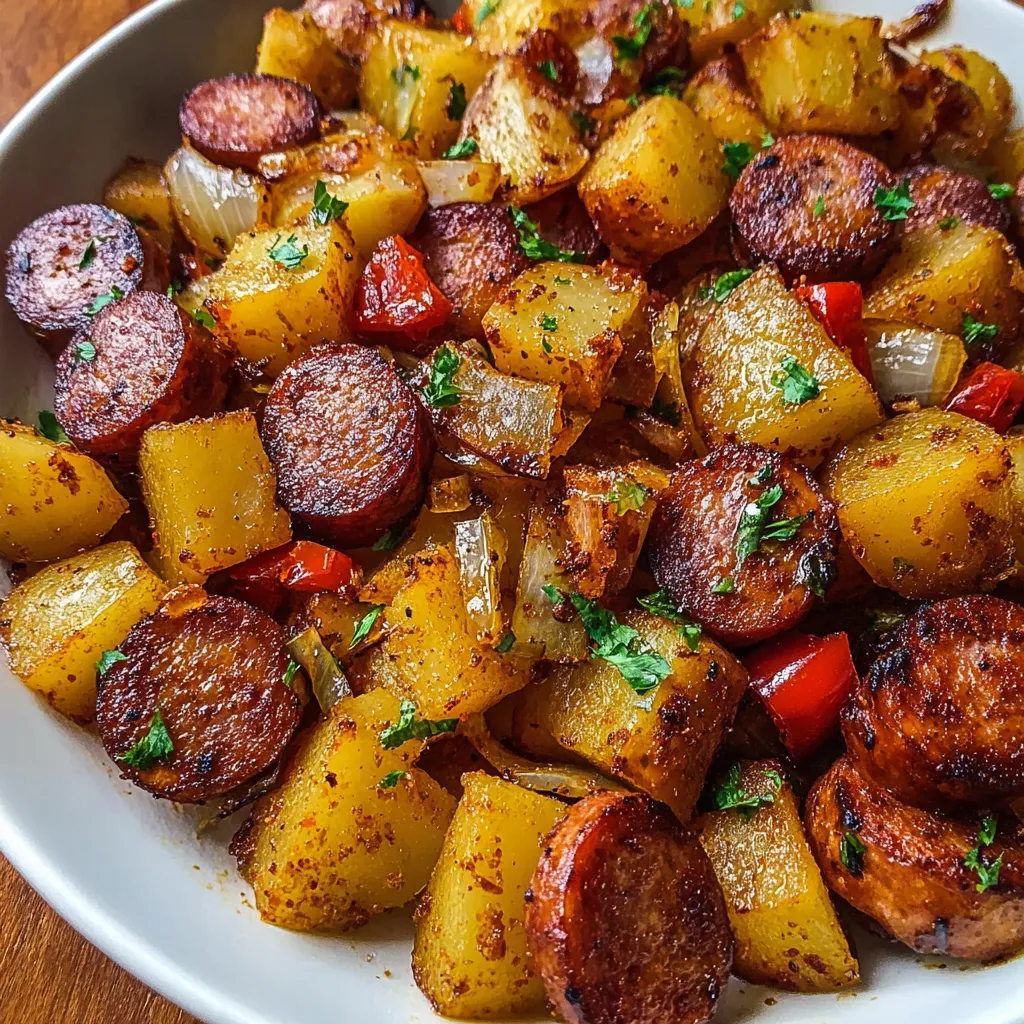 WOULD YOU EAT THIS SMOKED SAUSAGE AND POTATOES SKILLET