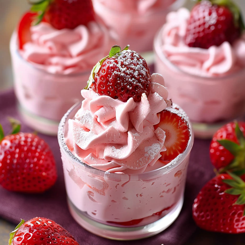 A close up of a dessert with strawberries and whipped cream.