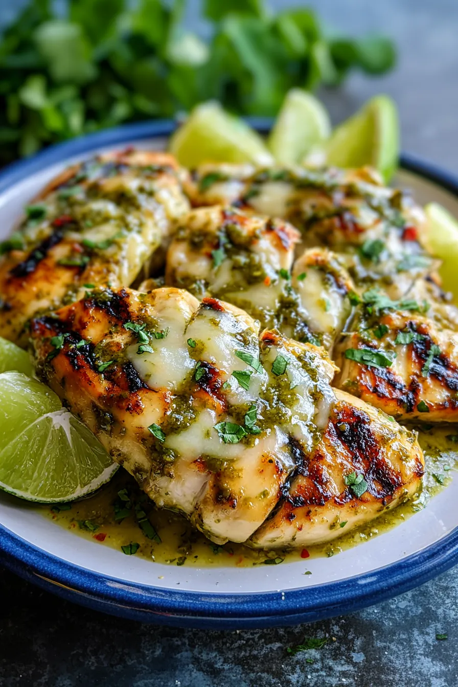 Grilled Salsa Verde Pepper Jack Chicken