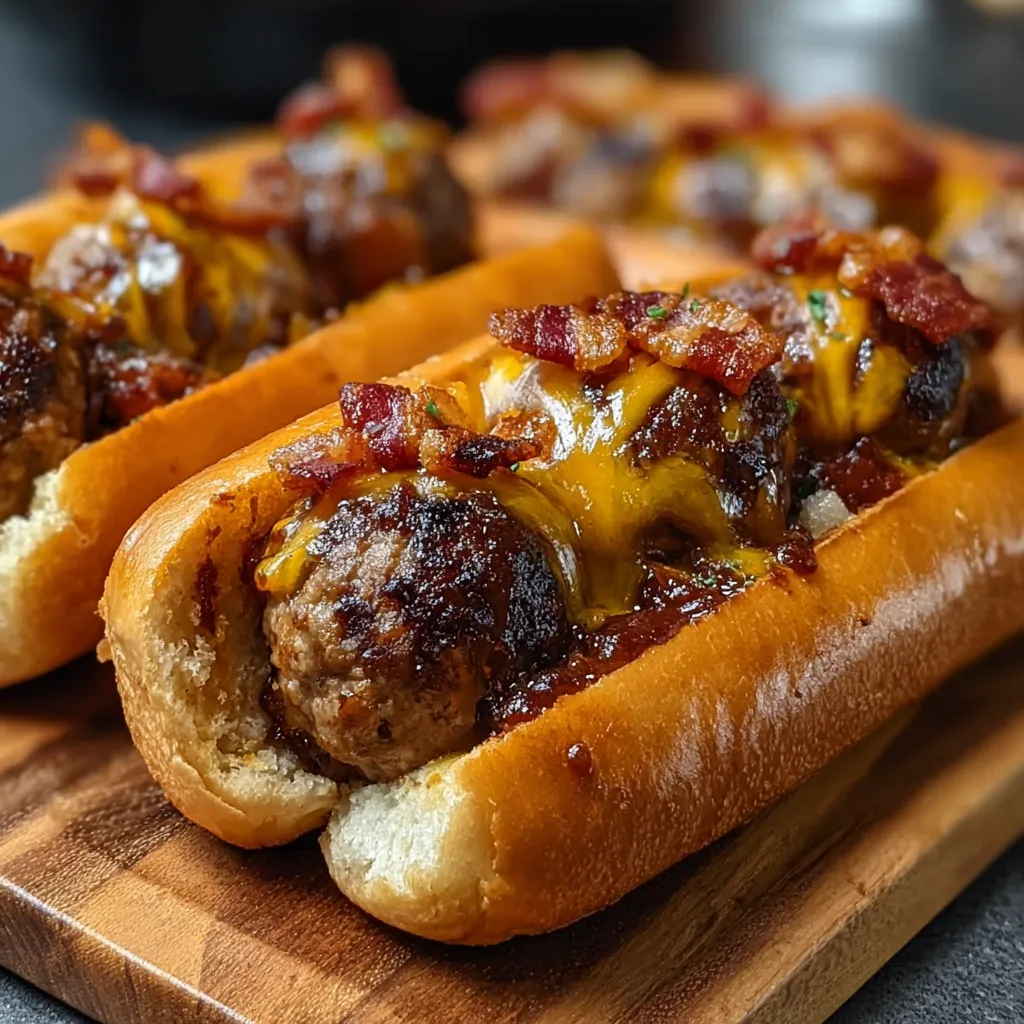 Bourbon BBQ Bacon Cheeseburger Meatball Subs Done in Half an Hour