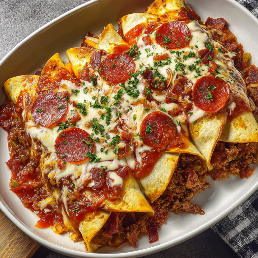 A delicious meal of pepperoni and cheese stuffed shells, served in a white bowl.