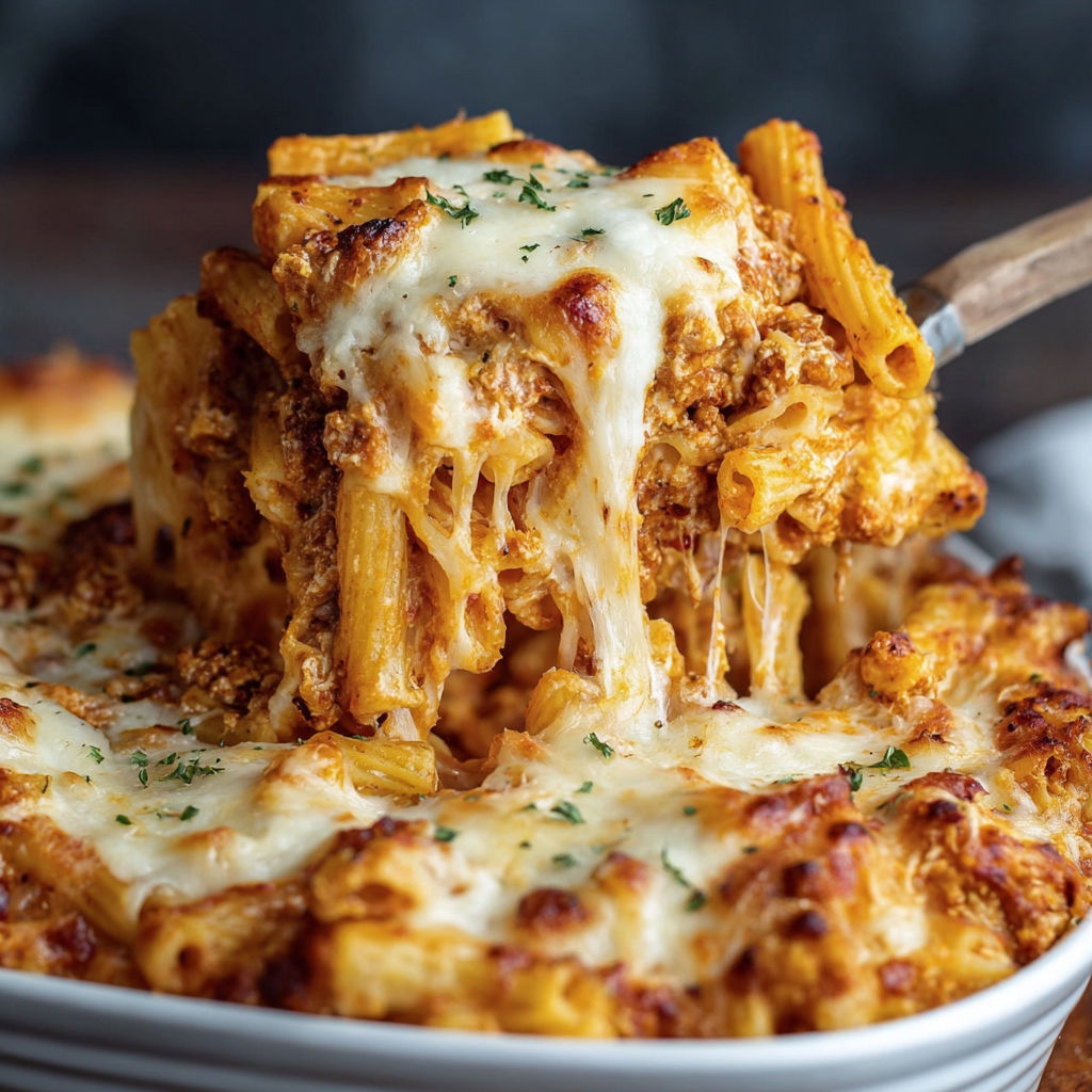A bowl of pasta with cheese and sauce, ready to be eaten.