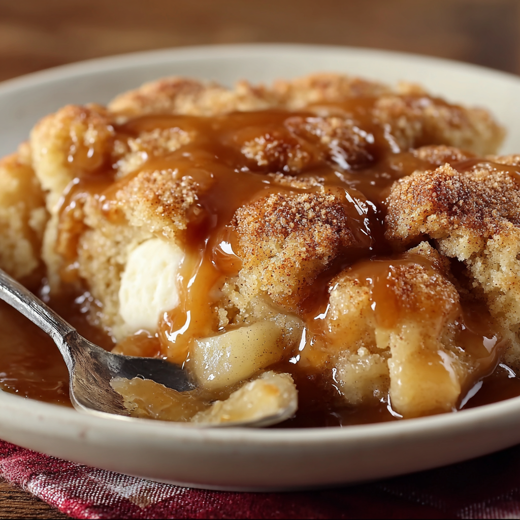 A delicious dessert with a caramel sauce and topped with whipped cream.