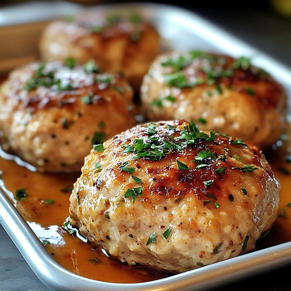 A pan of meatballs with a brown sauce, served on a table.
