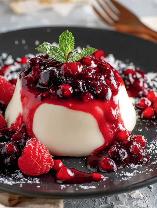 A delicious dessert made with strawberries and cream.
