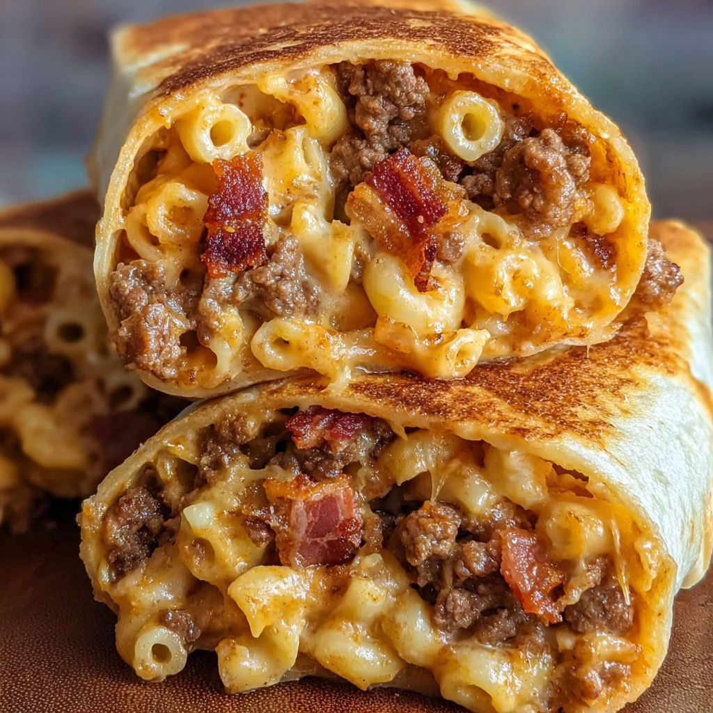 A delicious meal of macaroni and cheese is served in a sandwich.