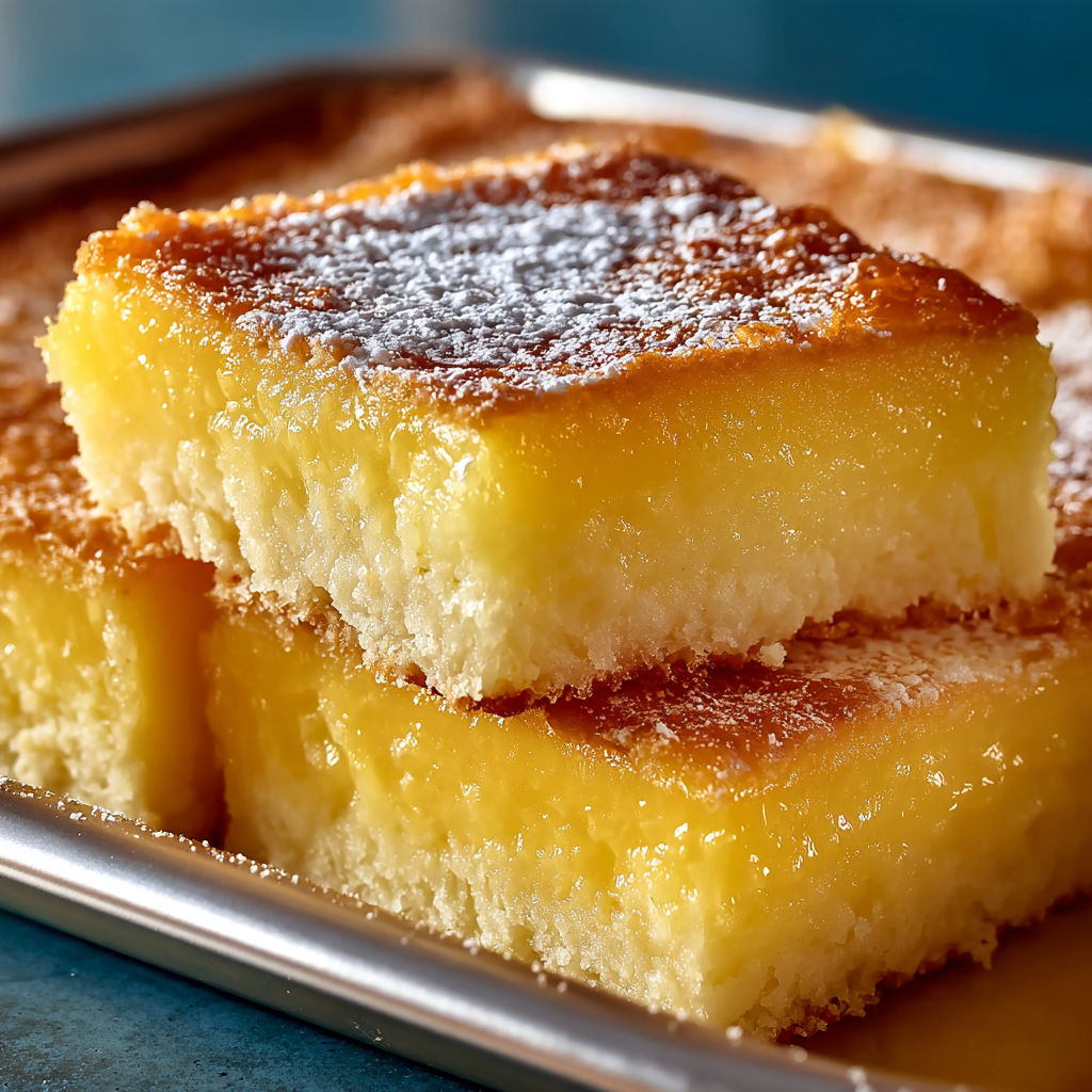A close up of a dessert in a pan, possibly a cake or a pie, with a yellow filling.