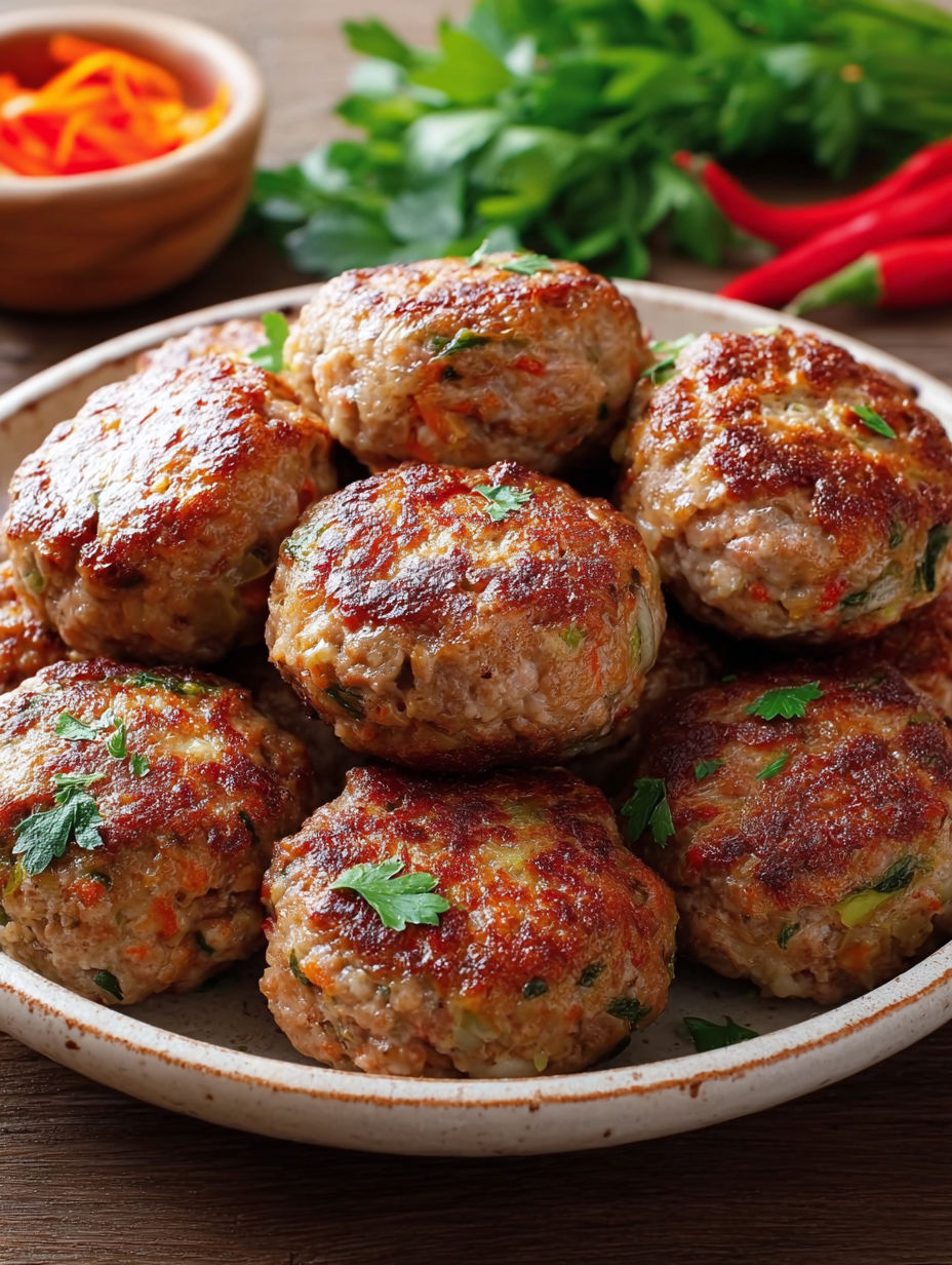 A plate of meatballs with a side of greens.