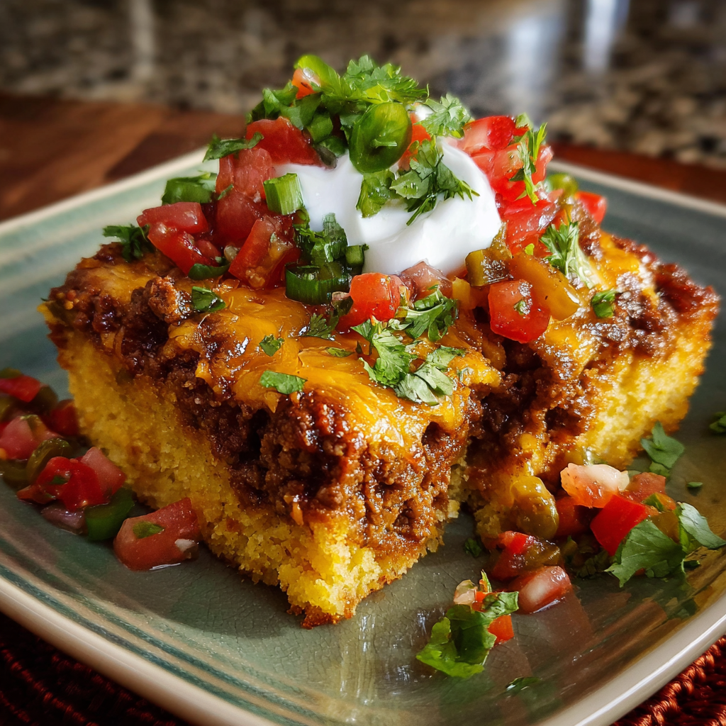 A delicious Mexican dish, consisting of a casserole with meat, cheese, tomatoes, and jalapenos, is served on a plate.