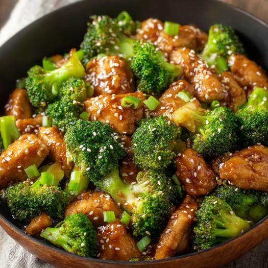 A bowl of Honey Sesame Chicken Broccoli, ready to be enjoyed.