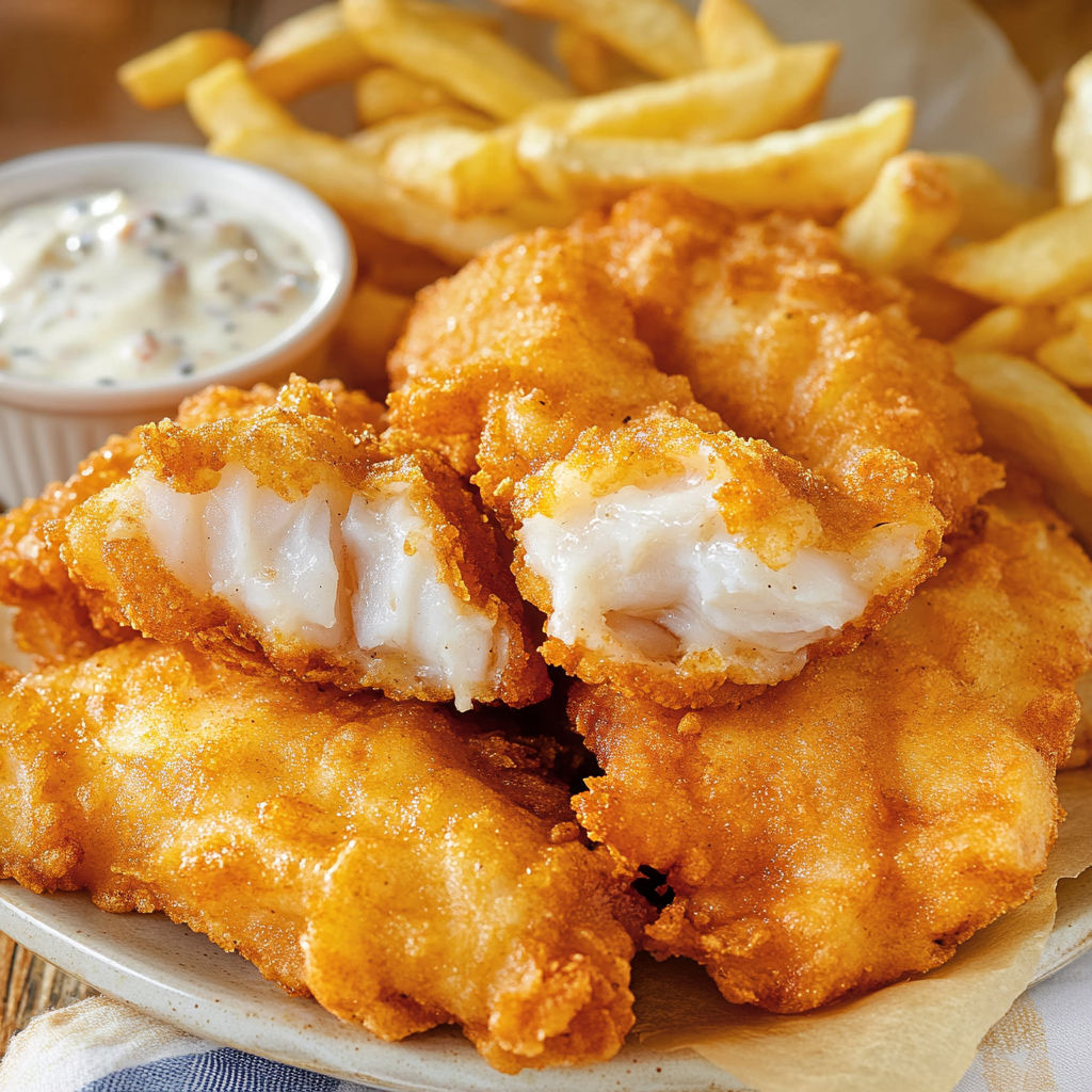 A plate of fish sticks and fries with a side of tartar sauce.