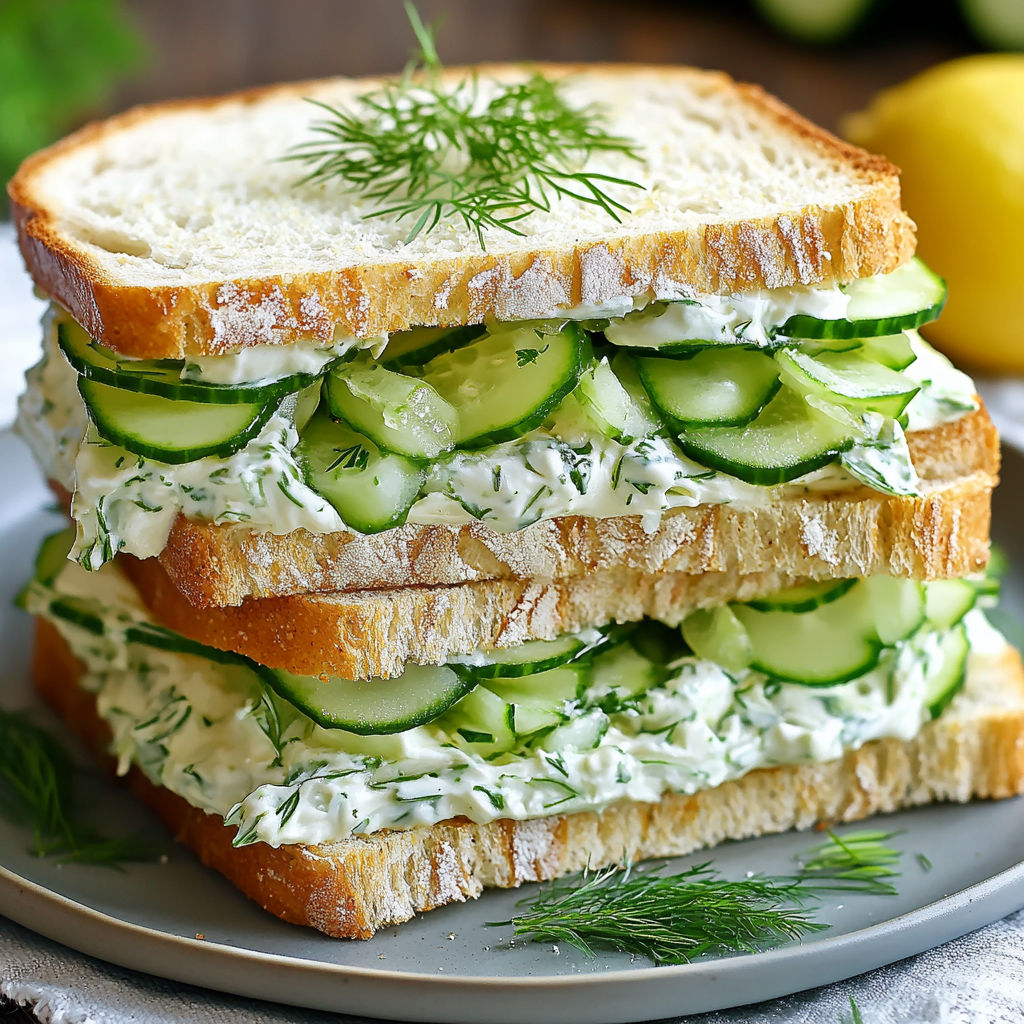 A stack of cucumber sandwiches on a plate.